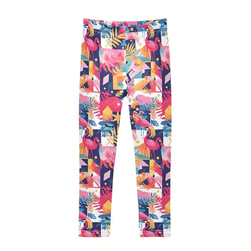 KLL Flamingo Christmas Pink Toddler Girls Athletic Leggings Comfortable High Waisted Pants Running