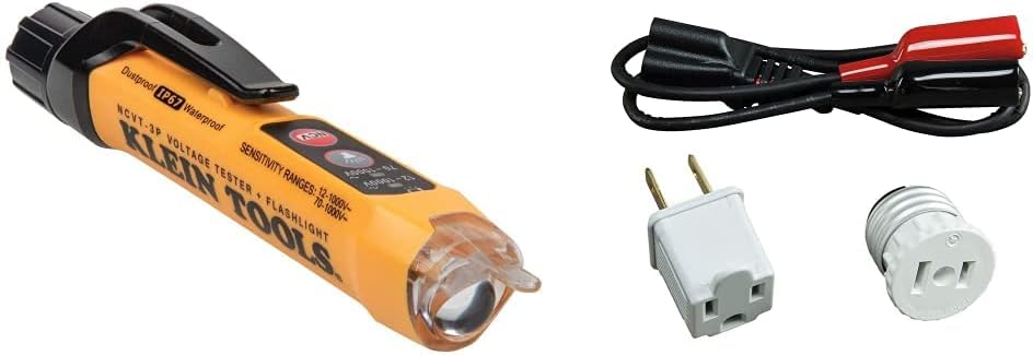 Klein Tools NCVT3P Dual Range Non Contact Voltage Tester & 69411 Circuit Breaker Finder Accessory Kit, Circuit Breaker Leads, Circuit Breaker Adapters