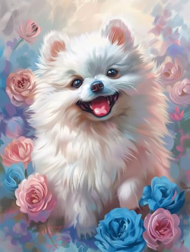 Diamond painting adulte chien 80x110cm avec kit complet strass