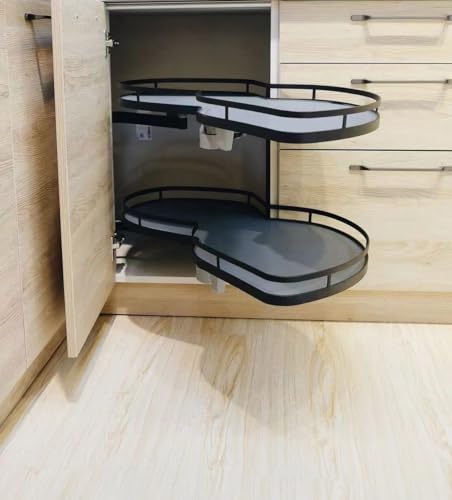 Étagère coulissante d'angle grise au design épuré pour armoire
