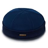 Sterkowski Navy Watch | 100% Wool Beanie for Men and Women | Docker Cap Work Outdoor Short Trawler Handmade Warm Longshoremen Sailor Mariner Brimless Fisherman Skully Winter Navy Blue 55 cm