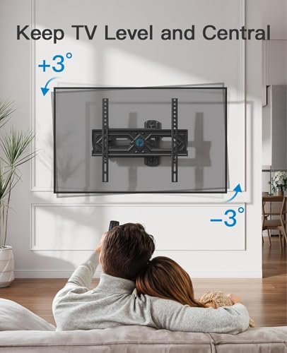 Image of Pipishell Full Motion TV Wall Mount for 26-65 Inch Flat Curved TVs, Heavy Duty Single Articulating Arms, Corner TV Mount Up to VESA 400x400mm and 77lbs, Support Swivel, Tilt, Level Adjustment