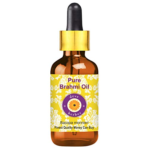 Image of Deve Herbes Brahmi Oil (Bacopa monnieri) with Glass Dropper | Infused | Pure | Non-Sticky | Lightweight | For Hair Care Routines | Men & Women | Traditional Use | Natural | 30ml