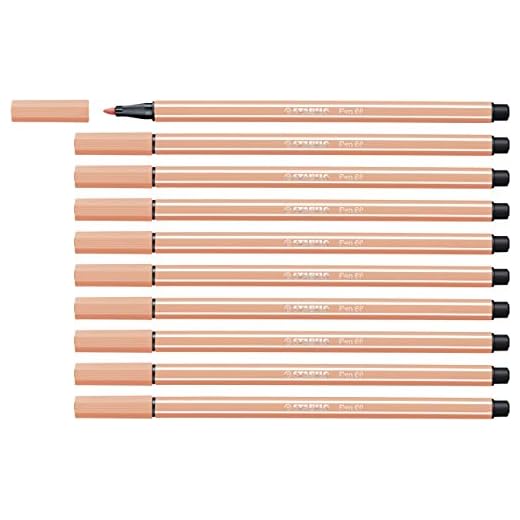 Feutre dessin - STABILO Pen 68 - Lot de 10 feutres pointe moyenne - Chair clair (68/26)