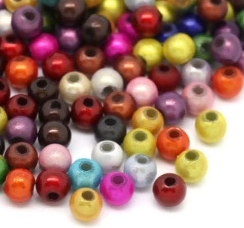 200 Acrylperlen 8mm Rosenform Bunt - Bastelperlen Für DIY Schmuck