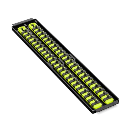 Image of Ernst Manufacturing 19-Inch Socket Boss, Premium 2-Rail, 1 /4-Inch-Drive Twist-Lock Socket Organizer, High-Visibility - Made in USA