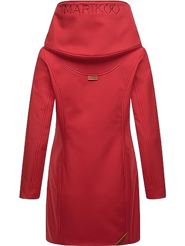 MARIKOO Damen Übergangsjacke Softshellmantel atmungsaktiv mit Kapuze Mayleen Dark Red Gr. M