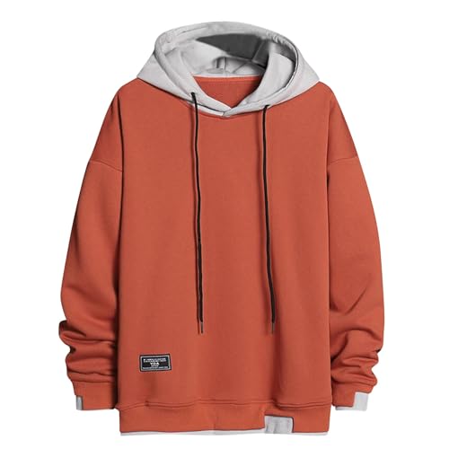 Hoodies for Men Y2k Boys Long Sleeve Color Block Drawstring Sweatshirt Baggy Casual Lightweight Fall Fashion Pullover