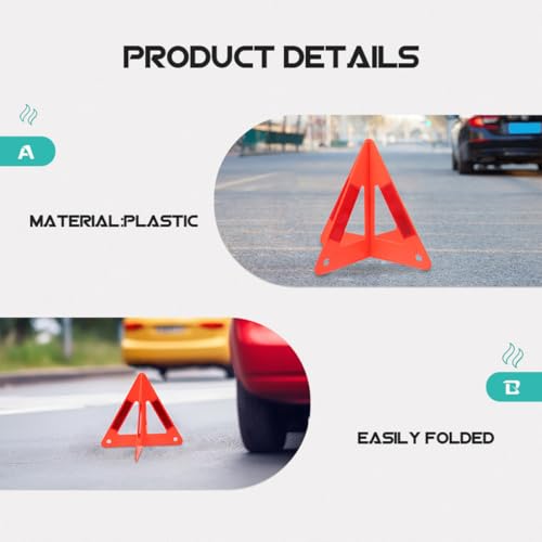 Triangle de signalisation en plastique avec structure stable et pieds pliables