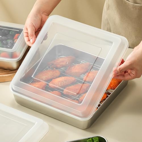 Plat de cuisson 8x8 en acier inoxydable de qualité supérieure avec couvercle - 8