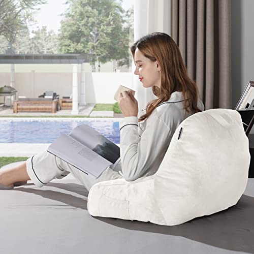 Downluxe Reading Pillow With Arms, Back Pillow For Sitting In Bed, Adult Bed Rest Pillow With Shredded Memory Foam And Removable Cover (18 X 15 Inches White) #TOP5