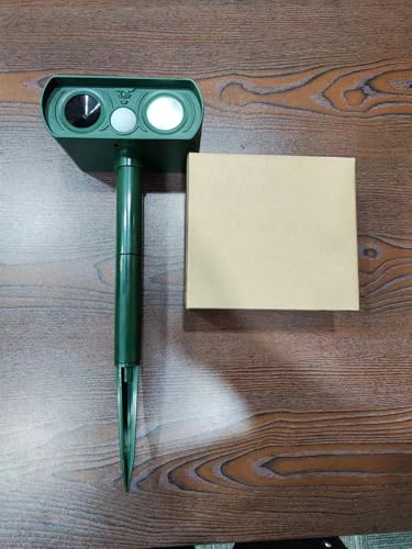 Solar Ultrasonic Animal Repellent Outdoor, Deer Repellent Devices Motion Detection, Waterproof Cat Squirrel Mouse Raccoon Dog Bird Repellent Deterrent with LED Flash Light for Yard Farm Garden - 2PACK