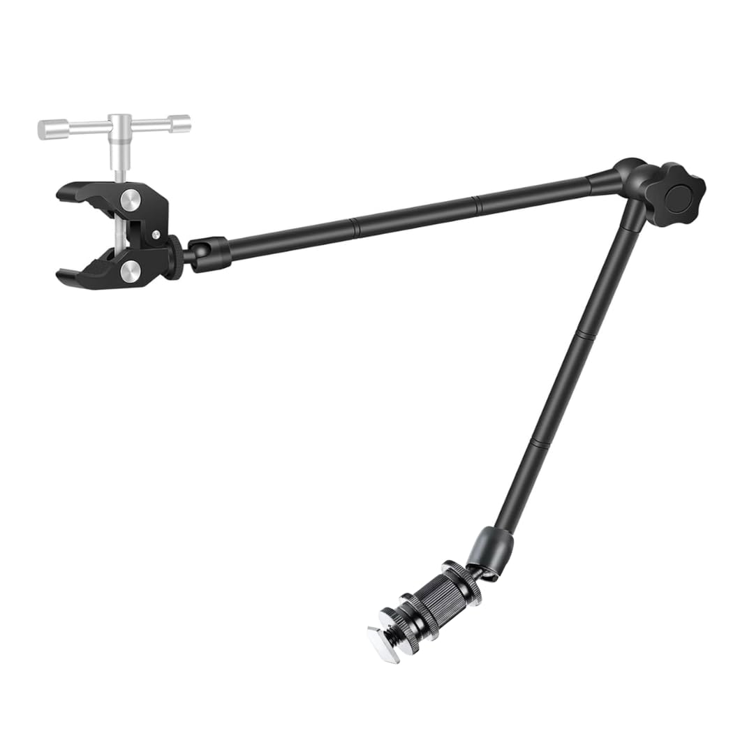 Magic Articulating Arm, Universal 1/4" Camera Mount with Crab Clamp, Adjustable Multi-Angle Positioning, Black (21" Magic Arm with Crab Holder)-image-11