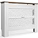 Lavievert Copertura del radiatore MDF bianco+marrone Diagonale Stripe Design Top Modern Cabinet Scaffalatura Home Office per corridoio/soggiorno/camera da letto/cucina (medio)..