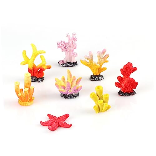 Mikikit Artificial Aquarium Coral Decor 10pc Set Resin Fish Tank Ornaments for Home or Restaurant Random Style