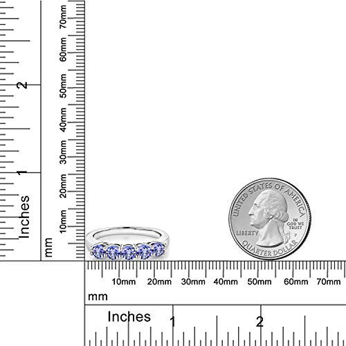 Gem Stone King 925 Sterling Silver Blue Tanzanite 5-Stone Wedding Anniversary Band Ring For Women (0.90 Cttw, Gemstone December Birthstone, Available In Size 5, 6, 7, 8, 9)4