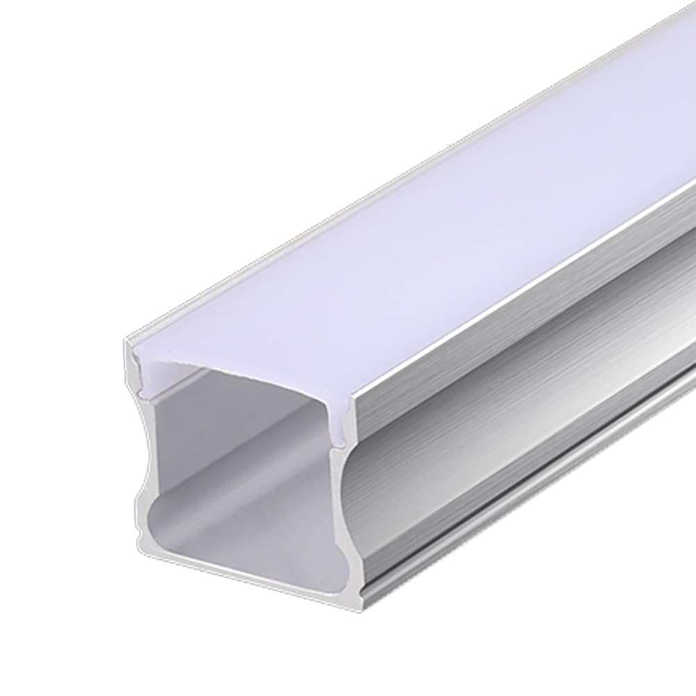 RISHORI 3.3ft/1m LED Aluminum Channel,Milky Diffuser Deep Aluminum Channel Profile Track Extrusion for LED Strip Linear Light,Borderless,17mm*14mm borderless