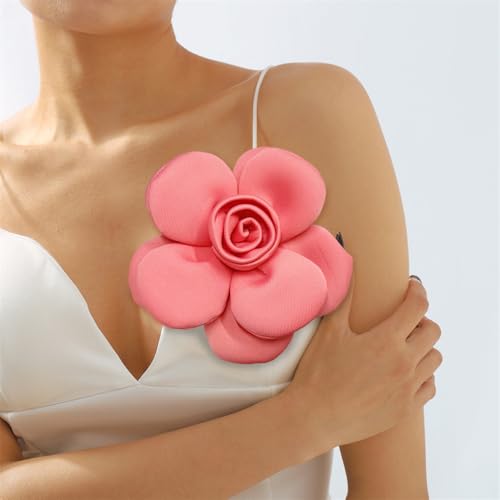 Image of Chunky Fabric Flower Brooch Pin for Women Girls Fashion Dainty Layered Rose Camellia Flowers Corsage Boutonniere Brooches Lapel Pins Elegant Wedding Holiday Party Dress Accessories Jewelry