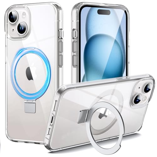 Coque iPhone 15 transparente antichoc avec béquille tout-en-1 MagSafe