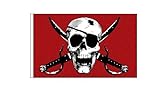 6 ft. Red Pirate Skull Safety Flag with 5/16 White Pole and Mounting Hardware