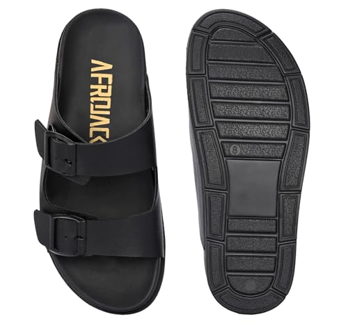 Image of AFROJACK Men's Sandals | Casual Sandal /Slippers For Men With PU Upper | Comfortable Sole Stylish & Durable Design | Slip-on Style | Light Weight, s4500