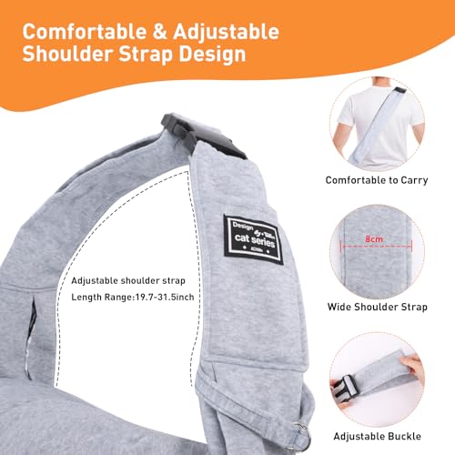 NiCoLa Puppy Sling Hundetragetasche, Welpentuch Hundetuch, für Chihuahua, Pudel, Bichon Frisé, Katzen & andere Haustiere, Einkaufszentren, Krankenhäuser, Parks, U-Bahn, Reisen, Outdoor, Grau/Schwarz