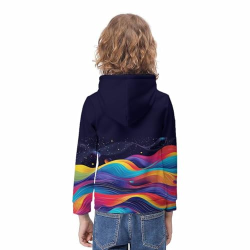 Pull à capuche imprimé 3D pour ados 12-14 ans, sweatshirt à cordon avec poches