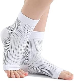 2 Pairs Heelium Pain Relief Socks, Heelsium's Neuropathy Socks, Soothe Socks for Neuropathy Compression Ankle Compression Socks, Plantar Fasciitis Socks for Women Men (L/XL, White)