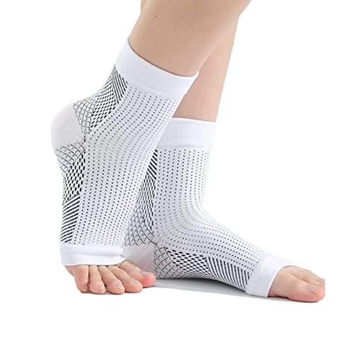 2 Pairs Heelium Pain Relief Socks, Heelsium's Neuropathy Socks, Soothe Socks for Neuropathy Compression Ankle Compression Socks, Plantar Fasciitis Socks for Women Men (L/XL, White)