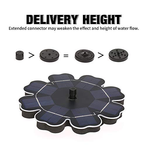 Decdeal Bomba de fonte solar para banho de pássaros, bomba submersível de irrigação independente sem