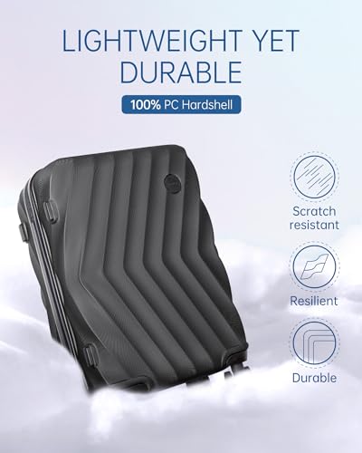 Image of BAGSMART 24 Inch Luggage with Spinner Wheels,Polycarbonate Hardside Suitcase with TSA Lock Travel Luggage Hard Shell Lightweight Rolling Luggage for Men Women,Black