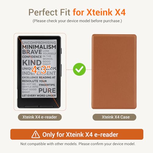 Image of CoBak Magnetic Case for XTEINK X4, Ultra-Lightweight Protective Cover for Xteink X4 E-Reader, Secure Magnetic Attachment(Brown)