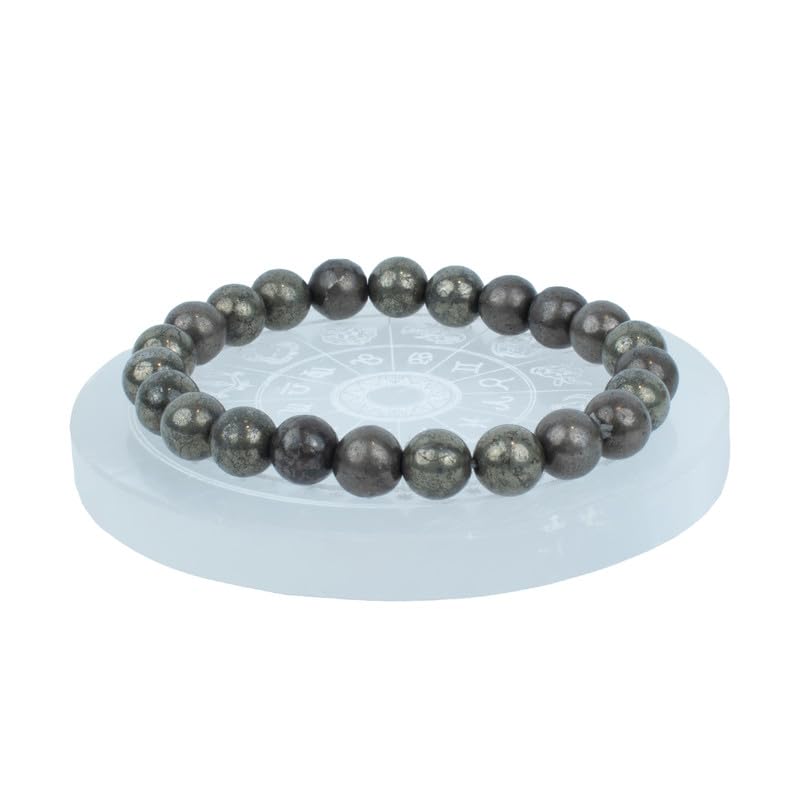 Image of Astrotalk Raw Pyrite Bracelet with Selenite Plate | Stone of Wealth, Abundance & Protection | Pyrite Stone for Wealth, Prosperity & Good Luck | Crystal Bracelet for Man & Woman | Gift for Man & Woman