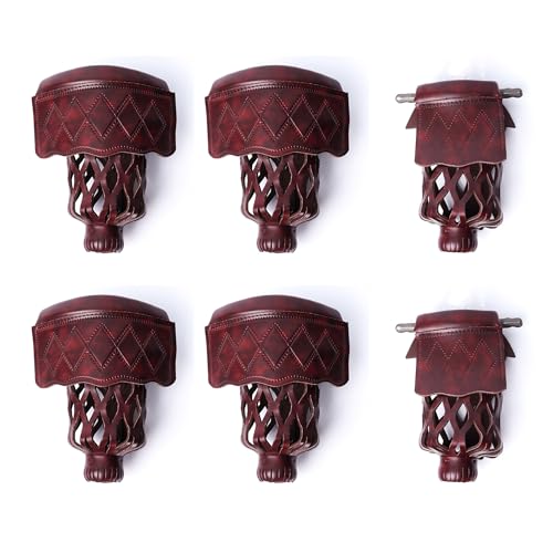 GSE Set of 6 Heavy-Duty PU Leather Pool Table Pockets Dark Cherry Diamond