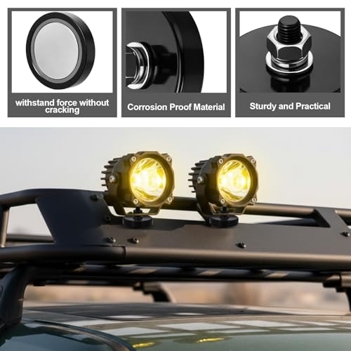 Image of Flutesan 8 Pieces Heavy Duty Round Mounting Magnet with Bolt 1.42in-120lb-m6 Black with Male Thread Stud Strong Earth Magnet Super Powerful for Lighting Camera Brackets License Plate