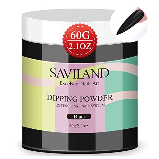 Saviland Black Dip Powder - 60g/2.1oz Dip Powder for French Nail Manicure Nail Art, Strengthen Nail, Black Dipping Powder/Dip Nails Powder for Beginners, No Nail Lamp Needed, Gifts for Women