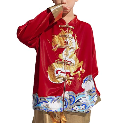 Boys Chinese Dragon Tang Top Long Sleeve Retro Red New Year Kids Jacket2