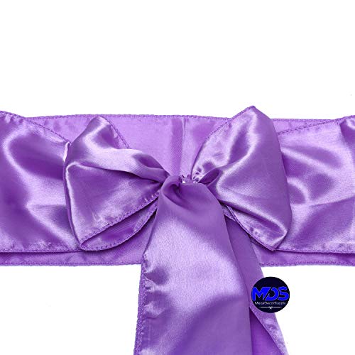 Mds Pack Of 25 Satin Chair Sashes Bow Sash For Wedding Events Supplies, Decorations For Birthday Parties, Graduations, Engagements, Chair Sashes Fit Folding And Banquets Chair Cover -Lavender #TOP2