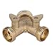 Garden Hose Splitter 2 - Way All Brass Heavy Duty NPT 3/4 Connector - Leak - Proof Adjustable Flow, Easy - Turn Handles for Dual Outlet Watering