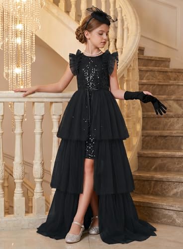 Image of GRACE KARIN Girls Dresses Sequin Party Formal Pageant Dress Tween Girl Birthday Tulle Prom Princess Maxi Dress Size 5-14