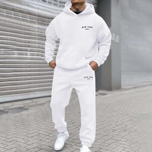 Ensemble homme à capuche blanc de mode automne hiver imprimé lettre L