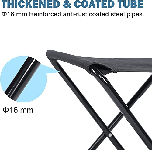 Image of MH Classic Camp Chair, Foldable Stool-Light weight Metal Material 17.5 Height Practical Foldable Stool Design Fishing Picnic Camping BBQ Beach Bath Hunting hiking, climbing a mountain Travel (Black)