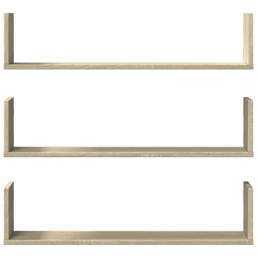 vidaXL Estantes Pared 3 uds Madera ingeniería Roble Sonoma 80x18x18 cm, Estante Flotante, Estante Flotante de Pared, Estante de exhibición de Pared