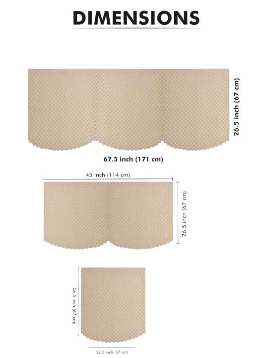 Image of L Shape 7 Seater Velvet Sectional Sofa Cover, Quilted with Fringe Detail, L-Shaped Couch Protector-Pack of 14 (Cream)
