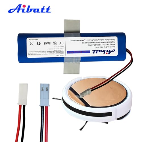 Aibatt Li-ion akku,Ersatzakku für iLife Zaco V5s Pro,V5x,V4,V3s Pro,V8s,V50,V80,V85 Home Cleaner Heimroboter, Ersatz für iLife 18650B4-4S1P-AGX-2 Akku.(14.4V / 2600mAh)
