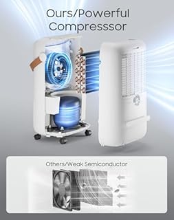 Dehumidifier for Basement,Home,Bathroom,Large Room,Bedroom 45 pint 4500 Sq ft Portable Quiet Dehumidifiers with Drain Hose,Intelligent Humidity Control,24H Timer,Auto Defrost,Child Lock (45 Pint)