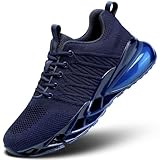 Mens Air Cushion Fashion Sneakers Breathable Blade Running Walking Shoes Comfortable Non Slip Work Sport Fitness Athletic Tennis Shoes Dark Blue