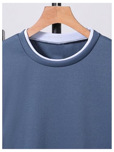 SweatyRocks Boy's 2 in 1 T Shirts Crew Neck Letter Patched Short Sleeve Summer Tops3