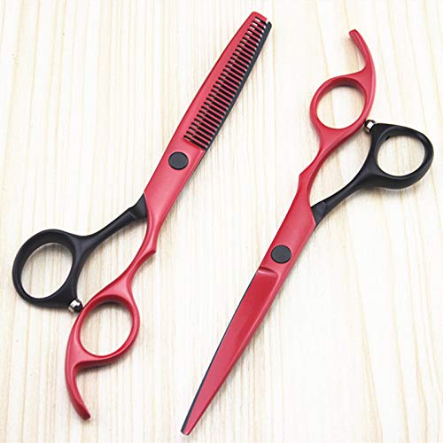 Ciseaux professionnels pour cheveux fatigués d'accrocher : kit 6 pouces rouge noir fluide