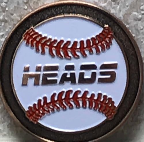 Heads and Tails Softball Baseball Challenge Coin, 2-Sided Umpire Flip Coin, White Design